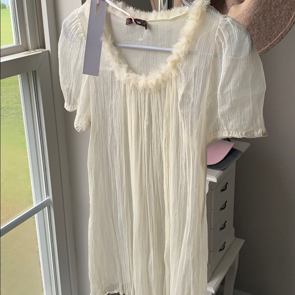 Cream see through blouse